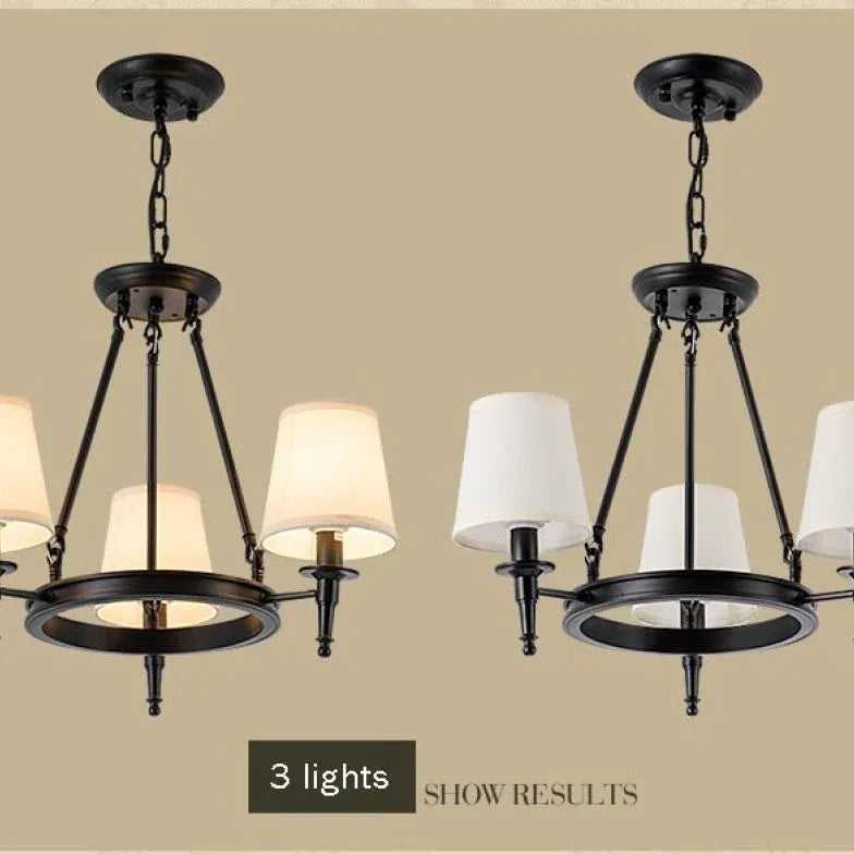 Multi-Light Fabric Shade Industrial Living Room Chandelier