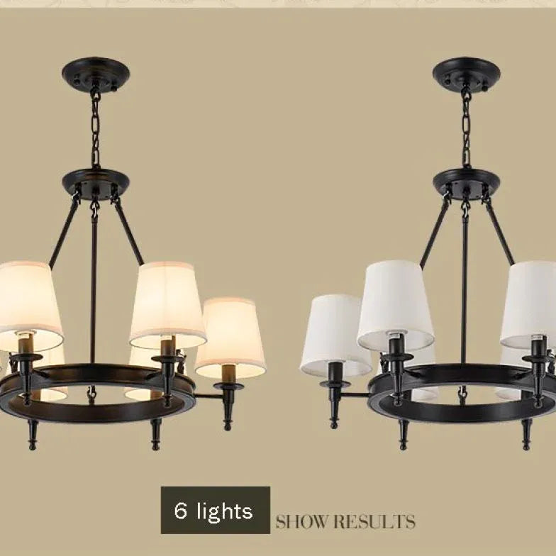 Multi-Light Fabric Shade Industrial Living Room Chandelier