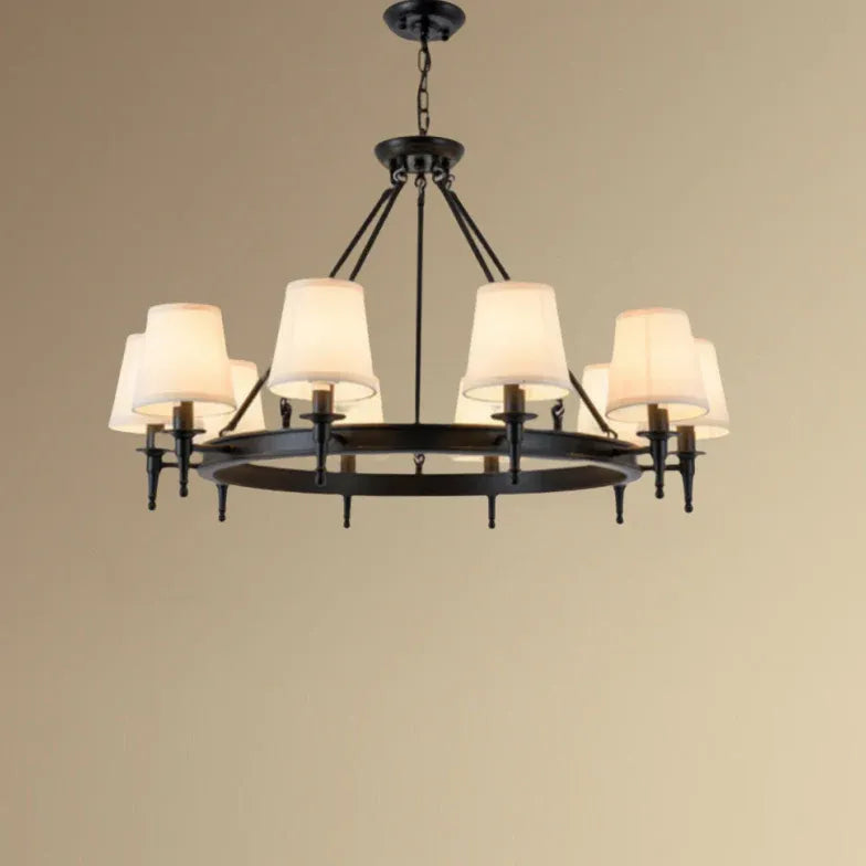 Multi-Light Fabric Shade Industrial Living Room Chandelier