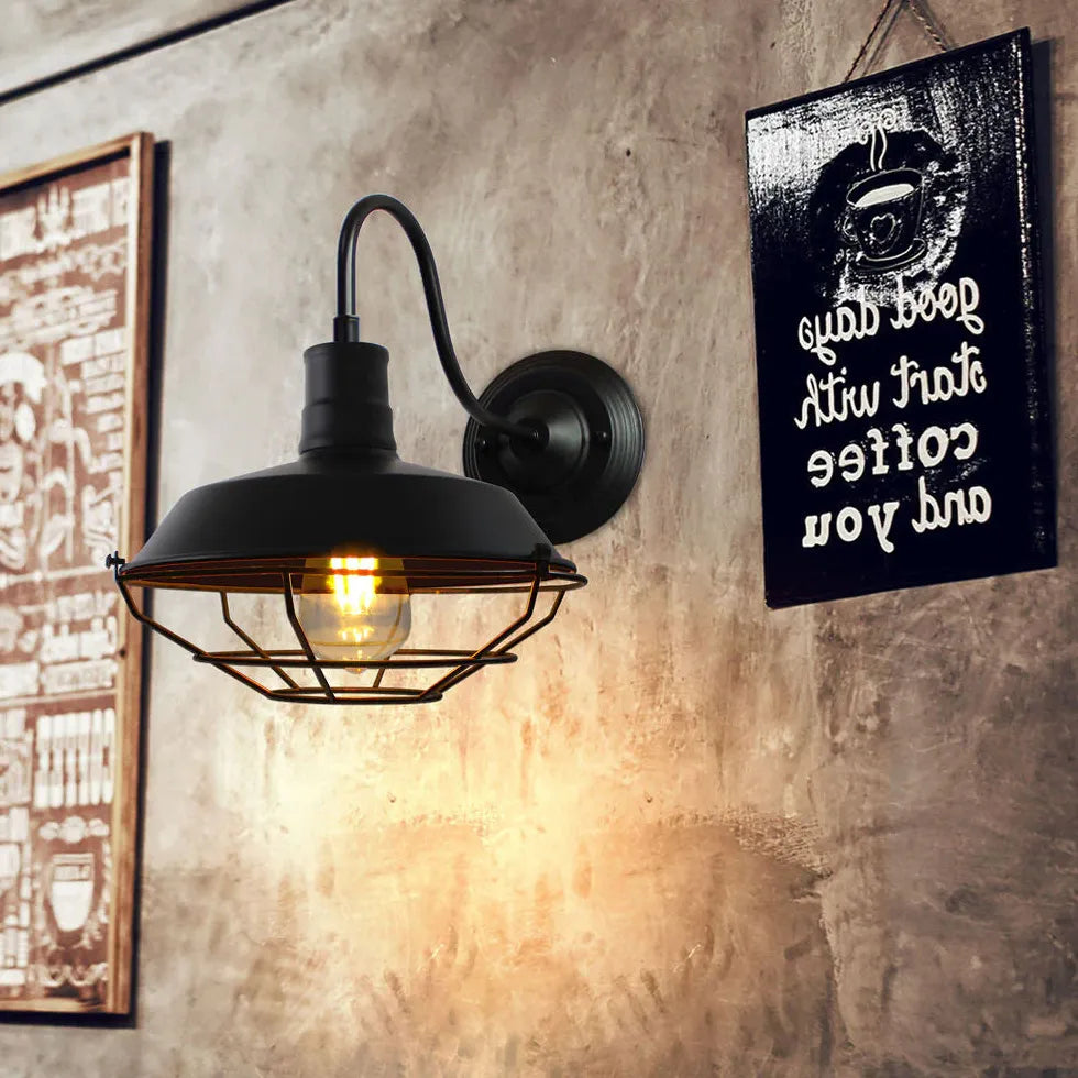 Metal Mesh Industrial Black Wall Lamps