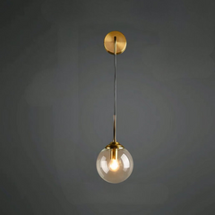 Aplique de Pared Bola de Vidrio Industrial Dorado para Salón