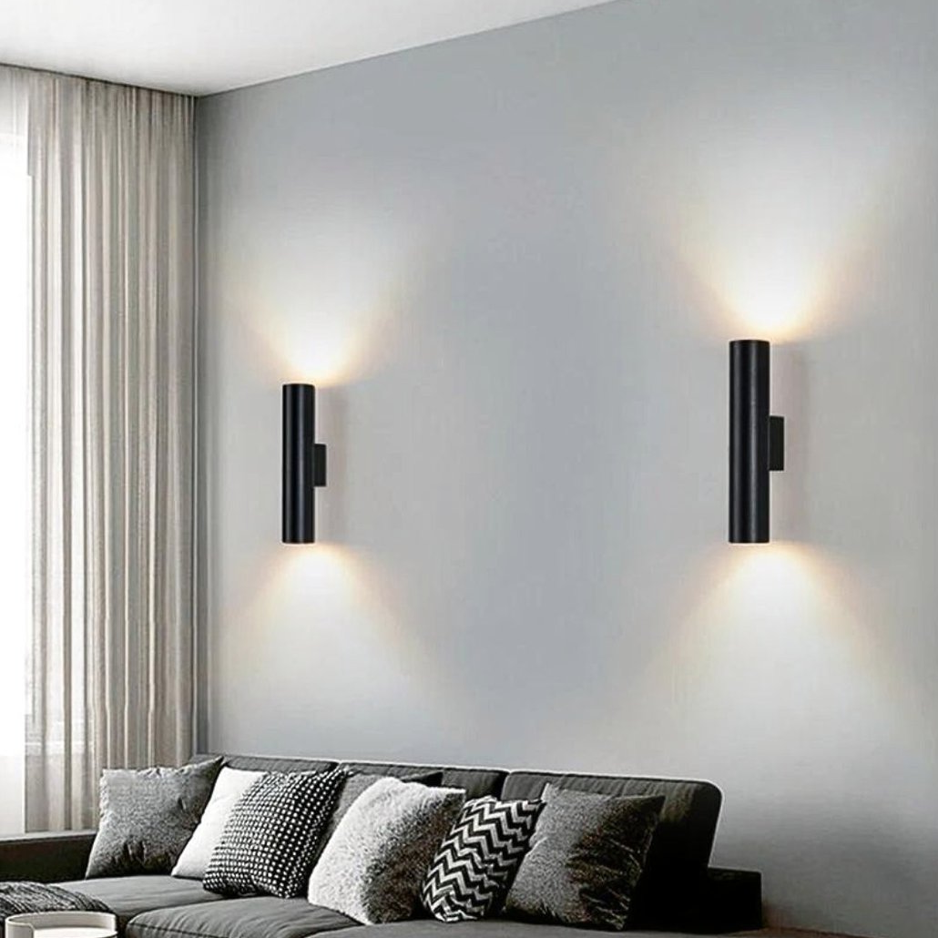 Aplique de pared moderno cilíndrico con LED regulable para salón