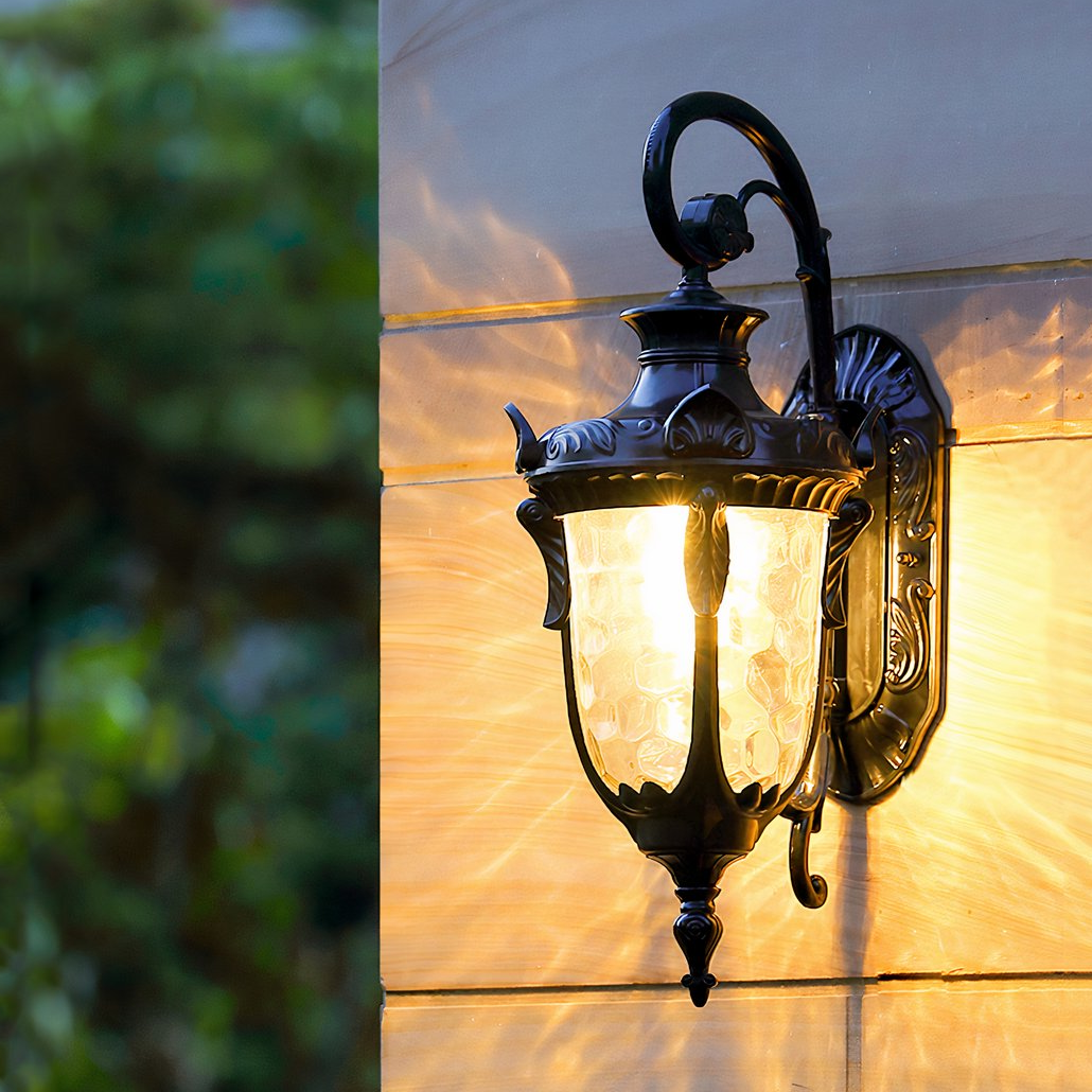 Aplique de Pared Exterior Vintage Farol Negro