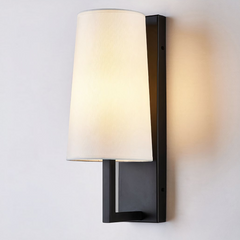 Aplique de Pared Tela Moderno con Base Negra para Mesita de Noche