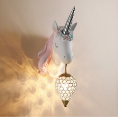Aplique de Pared Infantil Unicornio de Resina con Luz Suave
