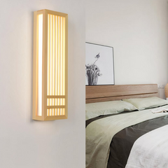 Aplique de pared de madera japonés regulable para dormitorio