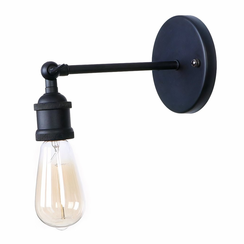 Aplique pared industrial vintage articulado en metal negro para baño