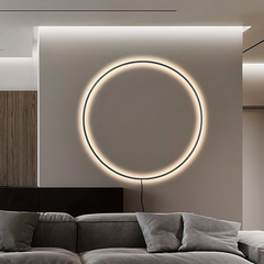 Aplique de pared redondo LED moderno minimalista negro para salón