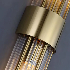Aplique de Pared de Cristal Moderno LED Dorado para Salón