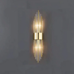 Aplique de Pared de Cristal Moderno LED Dorado para Salón