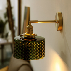 Aplique de Vidrio de Pared Verde Vintage Orientable para Dormitorio