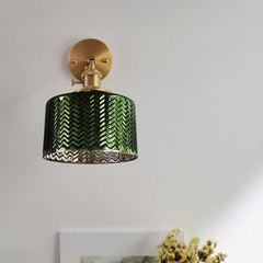 Aplique de Vidrio de Pared Verde Vintage Orientable para Dormitorio