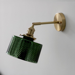 Aplique de Vidrio de Pared Verde Vintage Orientable para Dormitorio