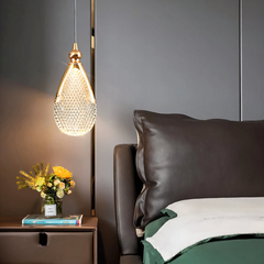 Lámpara Colgante Gota Araña LED Dorada para Dormitorio Moderno