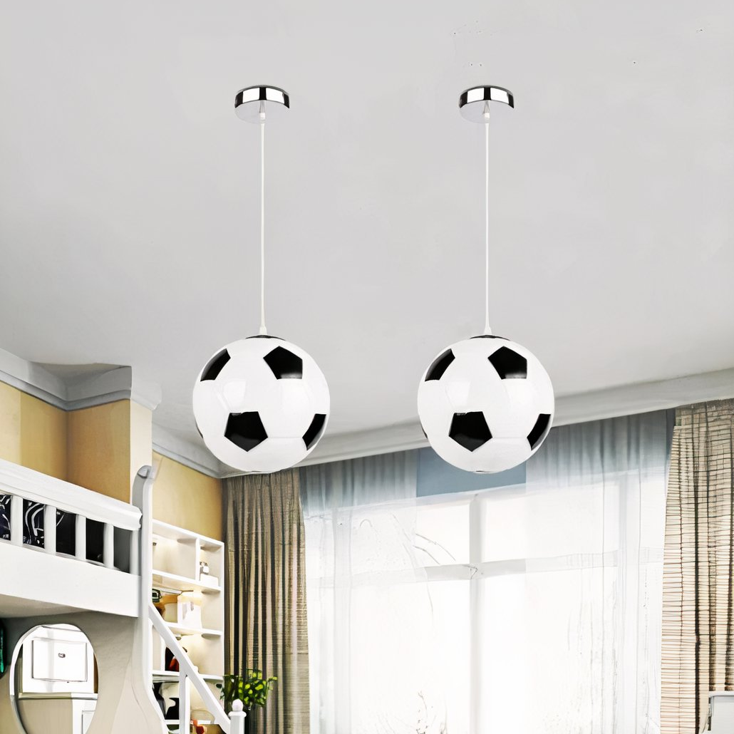 Lámpara colgante pelota de fútbol LED de vidrio para habitación infantil moderna