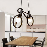 Lámpara colgante bicicleta negra LED regulable en altura diseño moderno para comedor