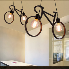 Lámpara colgante bicicleta negra LED regulable en altura diseño moderno para comedor