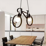 Lámpara colgante bicicleta negra LED regulable en altura diseño moderno para comedor