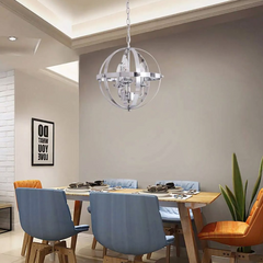 Lámpara de Araña Industrial de Metal en Esferas para Comedor