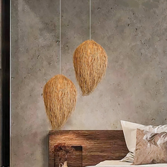 Lámpara colgante de mimbre estilo boho art déco regulable en altura comedor