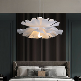 Lámpara colgante flor nórdica LED blanca regulable en altura para dormitorio