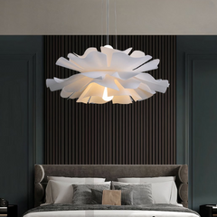 Lampara Colgante Flor Nórdica Blanca Regulable en Altura para Dormitorio