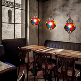 Lámpara marroquí colgante LED de vidrieras para comedor