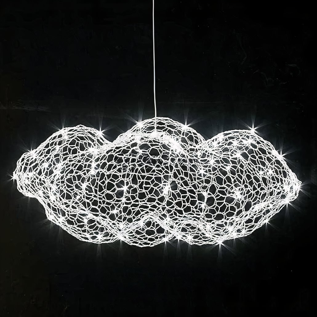 Lámpara Colgante Nube LED Moderna de Malla Metálica para Comedor