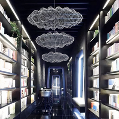 Lámpara Colgante Nube LED Moderna de Malla Metálica para Comedor