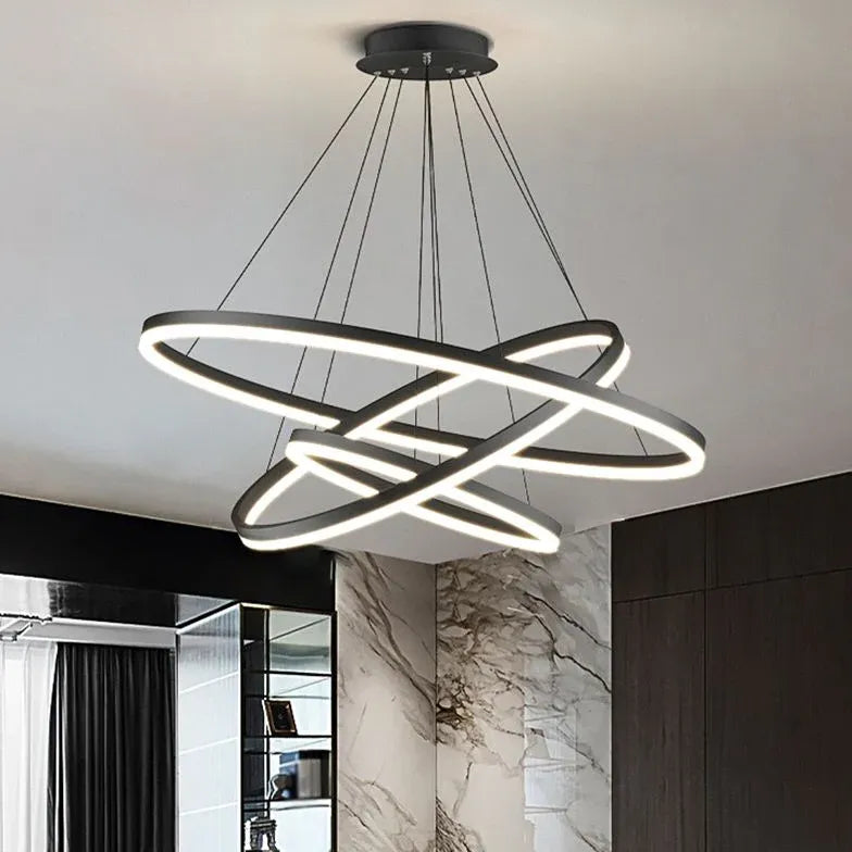 Multi-Ring Modern Black LED Pendant Light