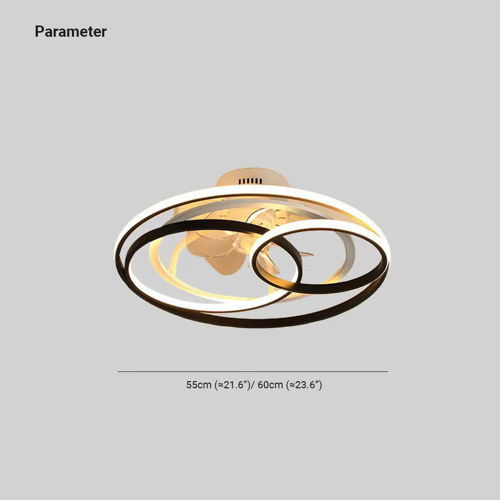 Ventilador de techo DC con luz LED moderno doble círculo creativo