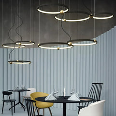Lámpara colgante circular de metal para comedor moderno