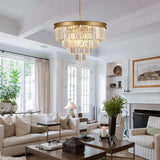 Multi-Layered Crystal Gold Branch Chandelier