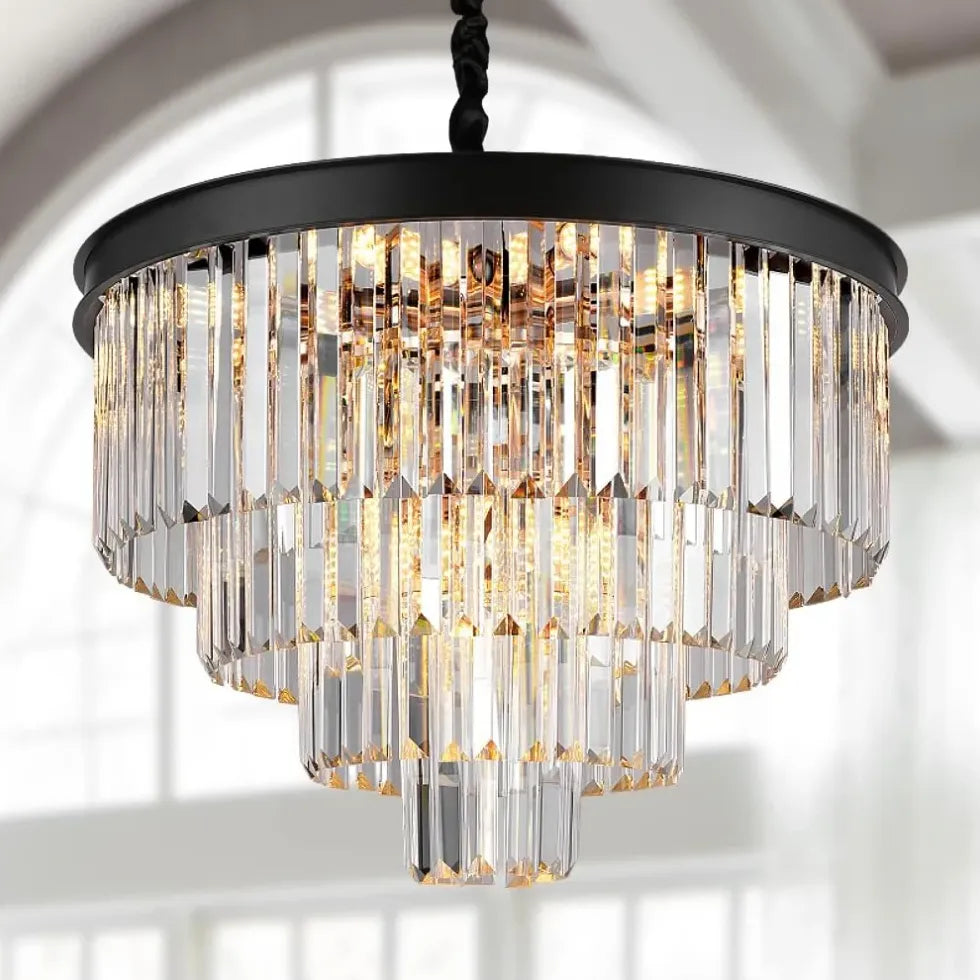 Multi-Layered Crystal Gold Branch Chandelier