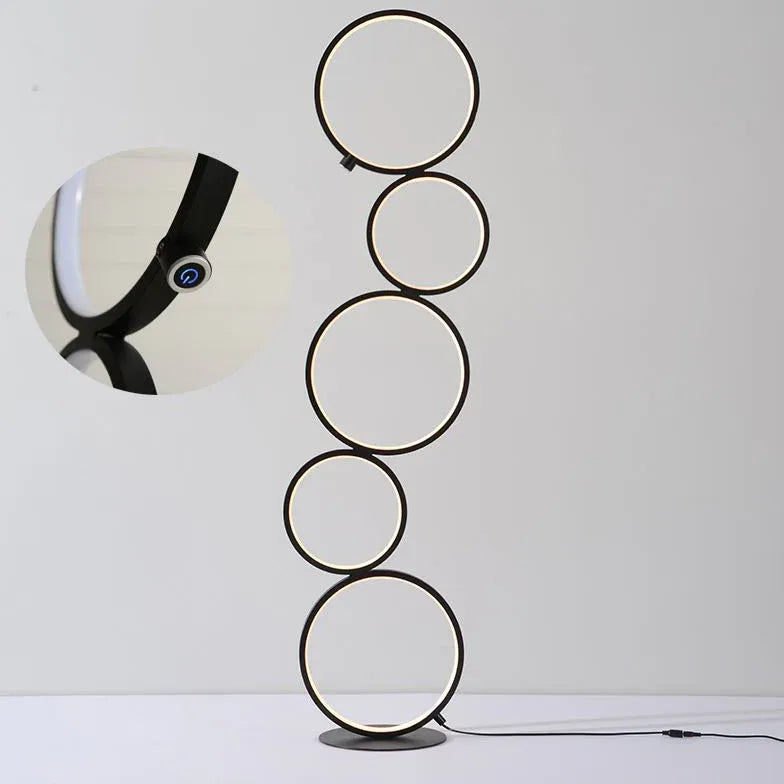 Circular Ring Design Black LED Floor Lamp