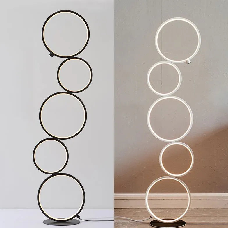 Circular Ring Design Black LED Floor Lamp