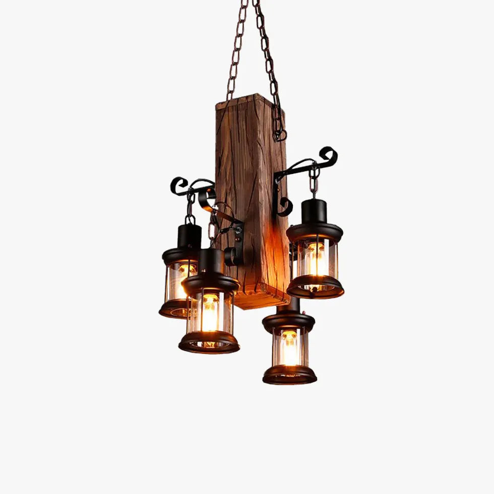 Shipwood Multi-Head Lantern Vintage Pendant Light