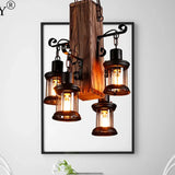 Shipwood Multi-Head Lantern Vintage Pendant Light