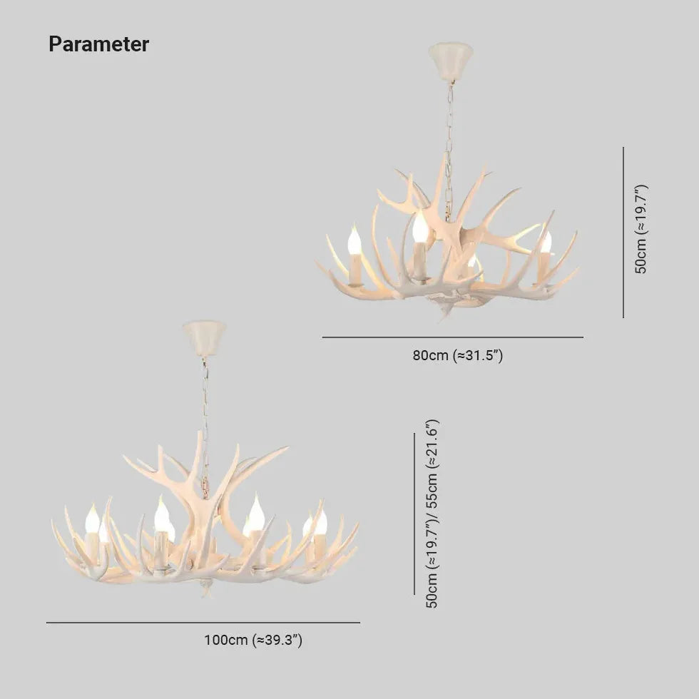 Lámpara de araña led estilo rústico con forma de asta 