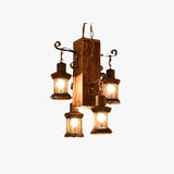 Multiple Lantern Wooden Vintage Pendant Light