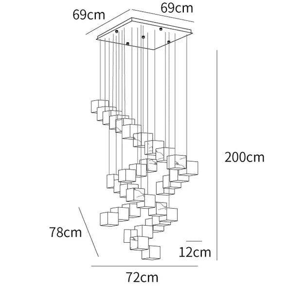 Cubo geométrico LED MODERNE LED Luz colgante