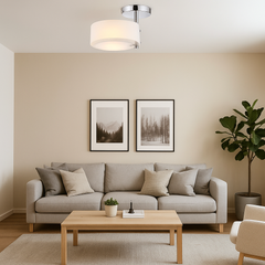 Lámpara de Techo LED Moderna de Cristal con Luz Tricolor Ajustable para Salón