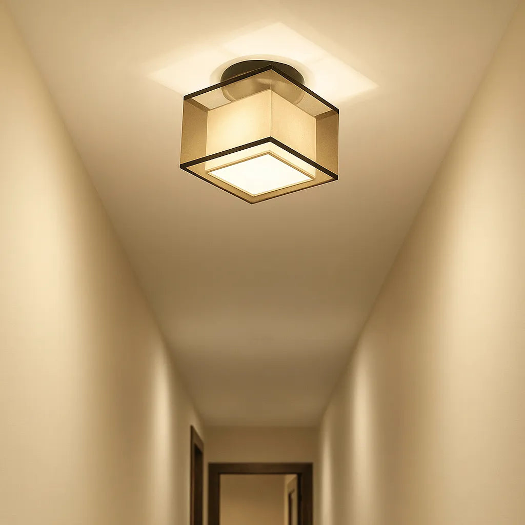 Lámpara de Techo LED Estilo Chino de Tela para Pasillos
