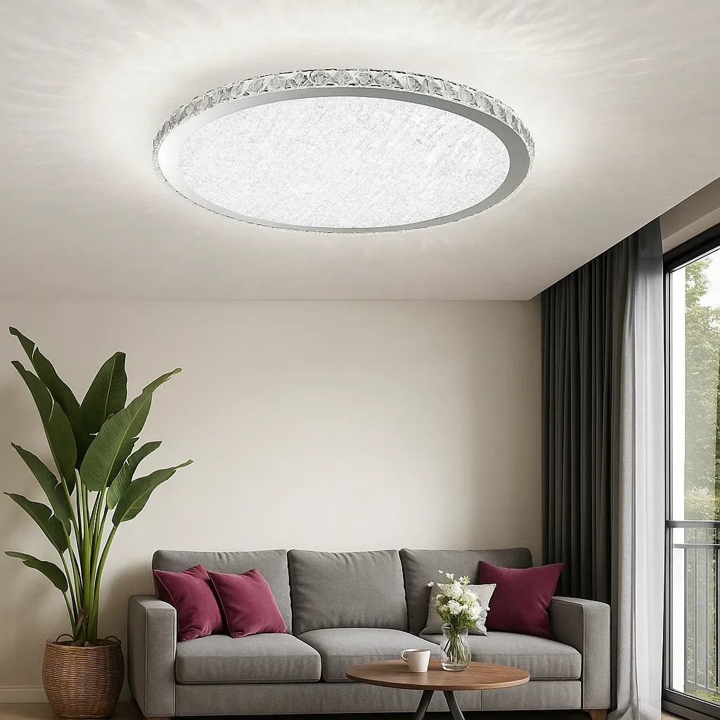 Lámpara de Techo LED de Cristal Redonda Estilo Lujoso para Salón