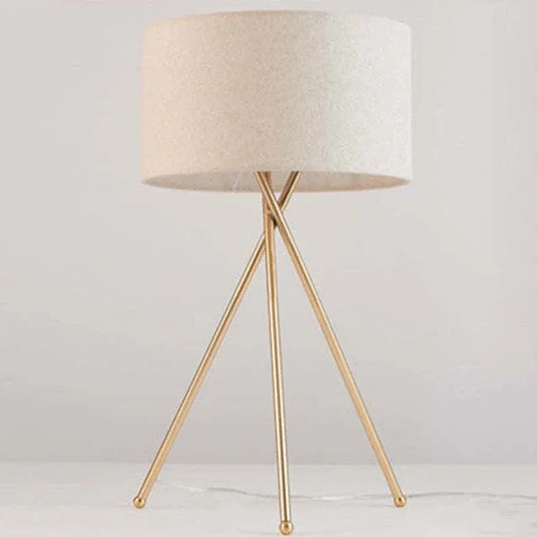 Beige Round Shade Tripod Floor Lamp