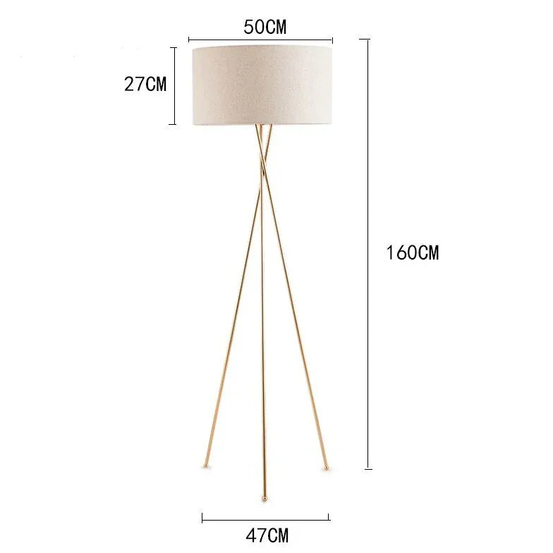 Beige Round Shade Tripod Floor Lamp