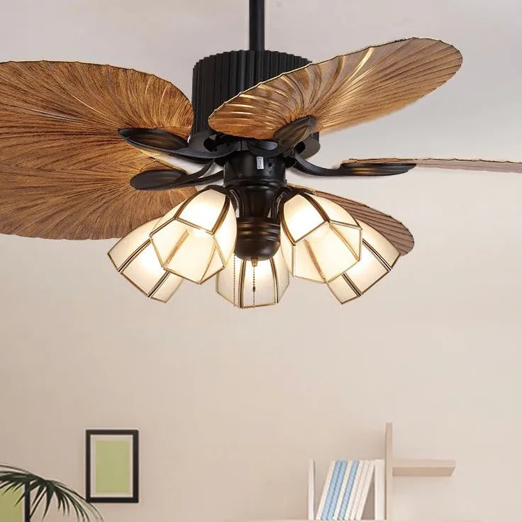 Ventilador de salón con cadena de tracción y diseño vintage 