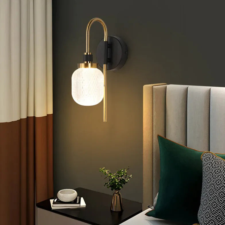 Arc Design Glass Lampshade Bedroom Wall Lights