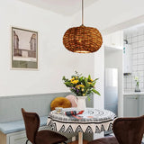 Rattan Woven Round Lampshade Vintage Pendant Light