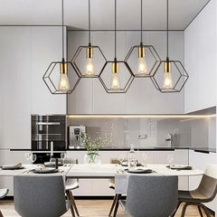 Lampara colgante comedor negra de estilo industrial y metálico